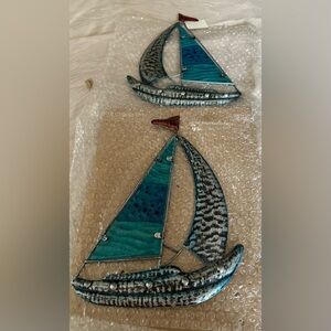 Wall Sailboats Metal& Glass NWT gorgeous by Collections etc